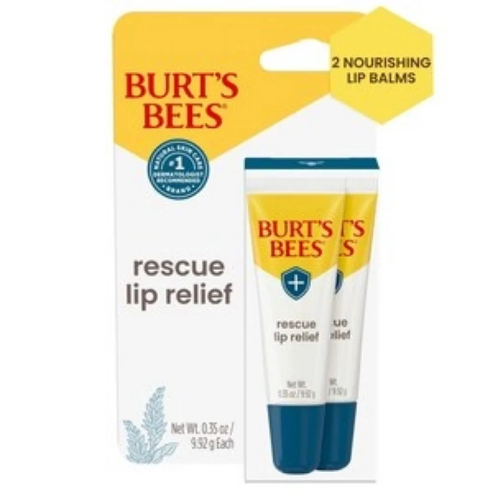 5 x Burt's Bees Rescue Lip Relief 2-Pack Each Natural Shea & Echinacea 10 Total